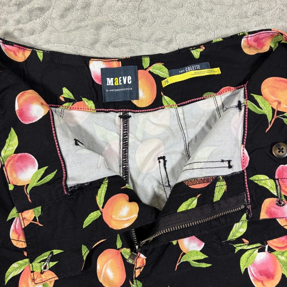 Anthropologie Maeve The Colette Peach Print Wide Leg Pants Size 26 Fruit - Picture 3 of 9